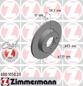 Тормозной диск ZIMMERMANN 600105020 (фото 1)