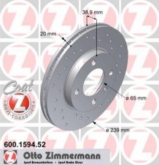 Тормозной диск ZIMMERMANN 600159452