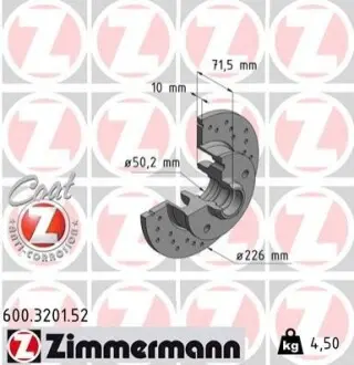 Тормозной диск ZIMMERMANN 600320152