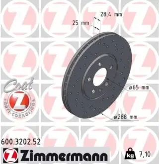 Тормозной диск ZIMMERMANN 600320252