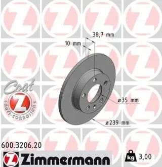 Тормозной диск ZIMMERMANN 600320620