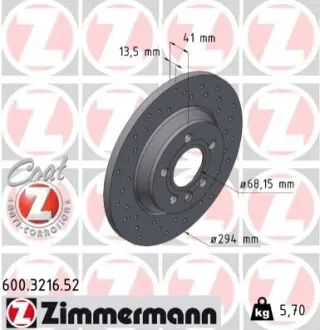 Тормозной диск ZIMMERMANN 600321652
