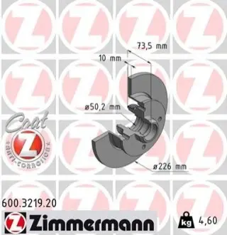 Тормозной диск ZIMMERMANN 600321920
