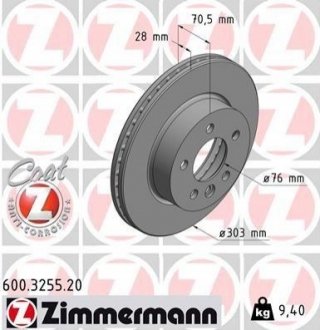 Тормозные диски передние ZIMMERMANN 600325520 (фото 1)