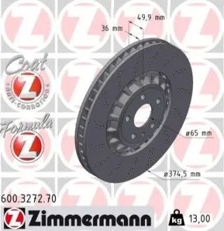 Диск тормозной FORMULA Z ZIMMERMANN 600327270