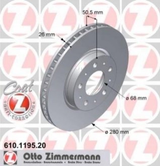 Тормозной диск ZIMMERMANN 610119520