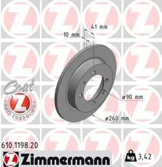 Тормозной диск ZIMMERMANN 610119820 Купить в Украине