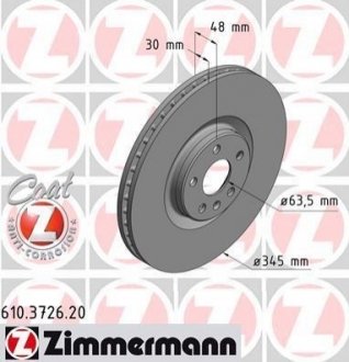 Гальмівні диски передні ZIMMERMANN 610372620 (фото 1)